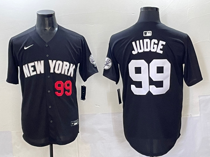 Men 2025 New York Yankees 99 Judge black Nike MLB Jersey style 725001